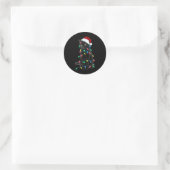 Black Cat Kerstboom Lights Fun Santa Kitten L Ronde Sticker (Tas)