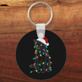 Black Cat Kerstboom Lights Fun Santa Kitten L Sleutelhanger (Voorkant)