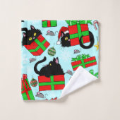 Black Cat kerstcadeaus Bad Handdoek (Wasdoekje)