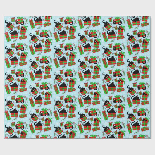 Black Cat kerstcadeaus Cadeaupapier (Vlak)