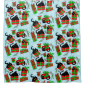 Black Cat kerstcadeaus Douchegordijn (Voorkant)