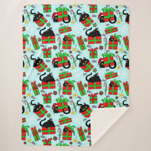 Black Cat kerstcadeaus Sherpa Deken (Voorkant)