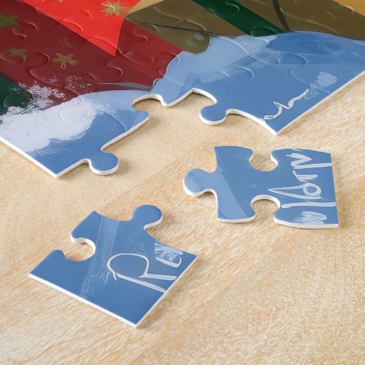 Black Cat Kerstfeest Sneeuwscène Legpuzzel (Zijkant)