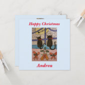 Black Cat kerstflat Kaart (Voorkant / Achterkant in situ)