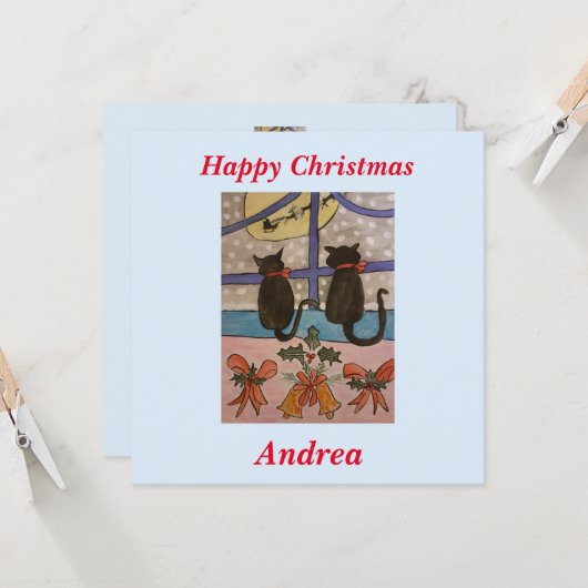 Black Cat kerstflat Kaart (Voorkant / Achterkant in situ)