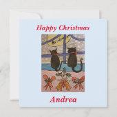 Black Cat kerstflat Kaart (Voorkant)