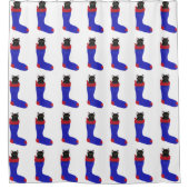 Black Cat Kerstkous Douche Gordijnen (Voorkant)