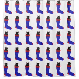 Black Cat Kerstkous Douche Gordijnen