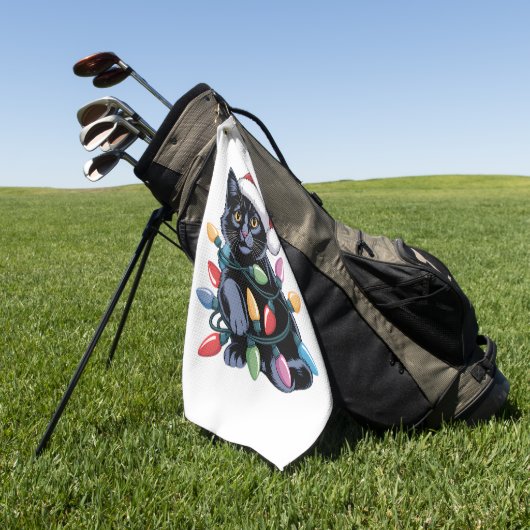 Black Cat-kerstlampjes Funny Cat Lover Golfhanddoek (Groen)