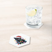 Black Cat-kerstlampjes Funny Cat Lover Kartonnen Onderzetters (Insitu)