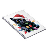 Black Cat-kerstlampjes Funny Cat Lover Notitieboek (Rechterzijde)