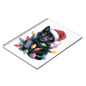 Black Cat-kerstlampjes Funny Cat Lover Notitieboek (Linkerzijde)