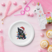 Black Cat-kerstlampjes Funny Cat Lover Papieren Bordje (Feest)