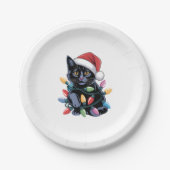 Black Cat-kerstlampjes Funny Cat Lover Papieren Bordje (Voorkant)