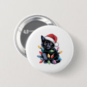 Black Cat-kerstlampjes Funny Cat Lover Ronde Button 5,7 Cm (Voorkant /achterkant)
