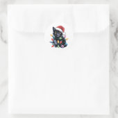 Black Cat-kerstlampjes Funny Cat Lover Ronde Sticker (Tas)