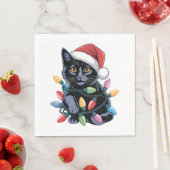 Black Cat-kerstlampjes Funny Cat Lover Servet (Insitu)