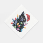 Black Cat-kerstlampjes Funny Cat Lover Servet (Hoek)