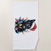 Black Cat-kerstlampjes Funny Cat Lover Strandlaken (Voorkant)