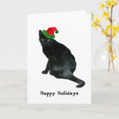 Black Cat Kerstman Kaart (Gele Bloem)