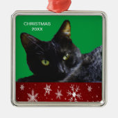 Black Cat Kerstmis 20XX Premium Square Ornament (Voorkant)