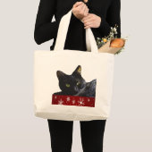 Black Cat Kerstmis Jumbo Canvas tas (Voorkant (product))