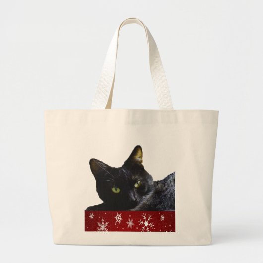 Black Cat Kerstmis Jumbo Canvas tas (Voorkant)