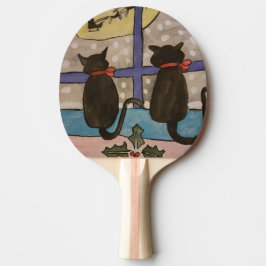 Black Cat Kerstmis Ping Pong Paddle Tafeltennisbatje