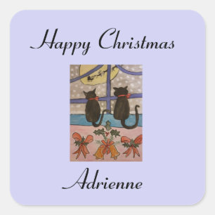 Black Cat Kerstmis - Stickers op maat