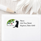 Black Cat kerstswag Return-adreslabels Etiket (Insitu)