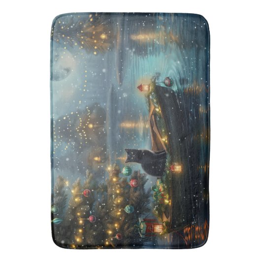 Black Cat kerstvakantie Badmat (Voorkant Verticaal)