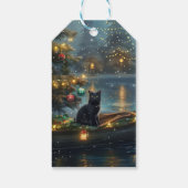 Black Cat kerstvakantie Cadeaulabel (Achterkant)