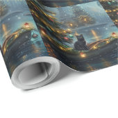 Black Cat kerstvakantie Cadeaupapier (Rol Hoek)