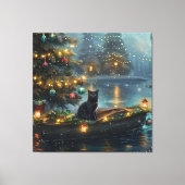 Black Cat kerstvakantie Canvas Afdruk (Voorkant)
