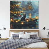 Black Cat kerstvakantie Canvas Afdruk (Insitu (Slaapkamer))