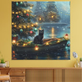 Black Cat kerstvakantie Canvas Afdruk (Insitu (Woonkamer))