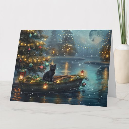 Black Cat kerstvakantie Kaart (Voorkant)