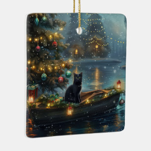 Black Cat kerstvakantie Keramisch Ornament