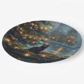 Black Cat kerstvakantie Papieren Bordje (Gekanteld)