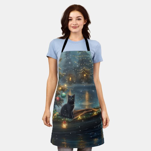 Black Cat kerstvakantie Schort (Gedragen)