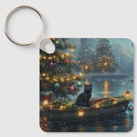 Black Cat kerstvakantie Sleutelhanger (Voorkant)