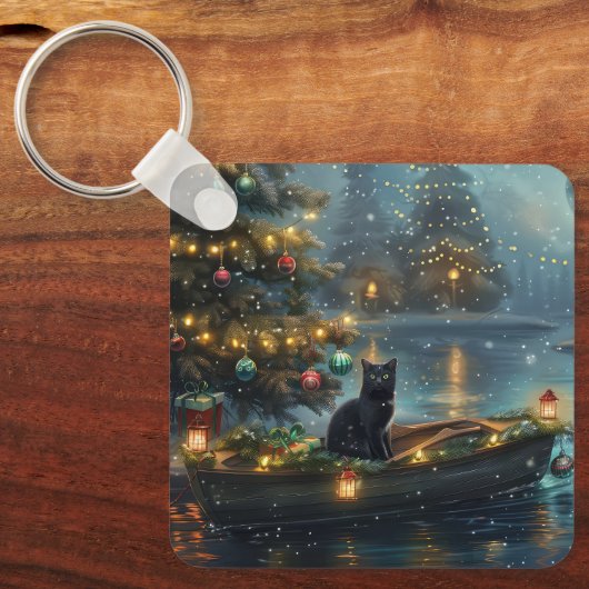Black Cat kerstvakantie Sleutelhanger (Voorkant)