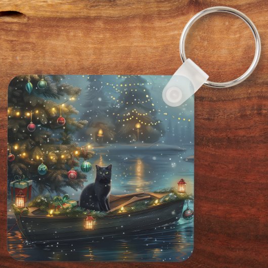 Black Cat kerstvakantie Sleutelhanger (Achterkant)