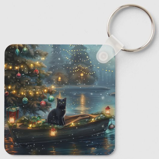 Black Cat kerstvakantie Sleutelhanger (Achterkant)