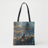 Black Cat kerstvakantie Tote Bag (Voorkant)