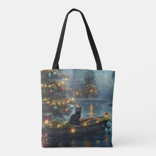 Black Cat kerstvakantie Tote Bag (Achterkant)