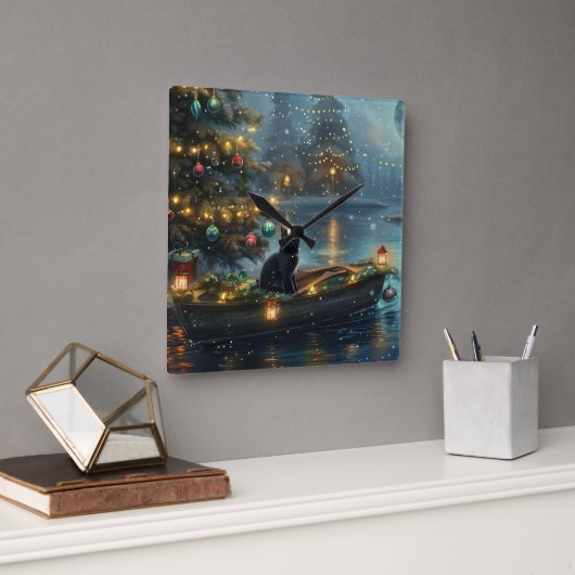 Black Cat kerstvakantie Vierkante Klok (Kantoor)
