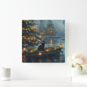 Black Cat kerstvakantie Vierkante Klok (Huis)