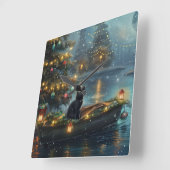 Black Cat kerstvakantie Vierkante Klok (Hoek)