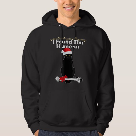Black Cat Kerstverlichting Grappige Kerstkatten Hoodie (Voorkant)
